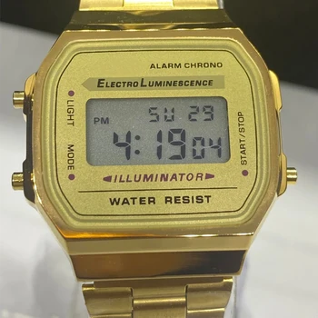 Роскошные Наручные часы F91W с ремешком в стиле Ретро, цифровые, из нержавеющей Стали, спортивные, военные, Водонепроницаемые, Мужские, женские, электронные, наручные Часы