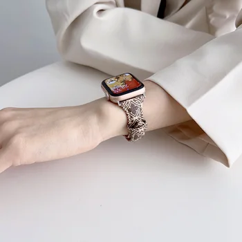Роскошный Кожаный браслет для Apple Watch Band Ultra 8 7 6 5 4 3 2 SE с Застежкой-бабочкой для Девочек, Ремешок для iWatch 49 44 45 42 41 40 38