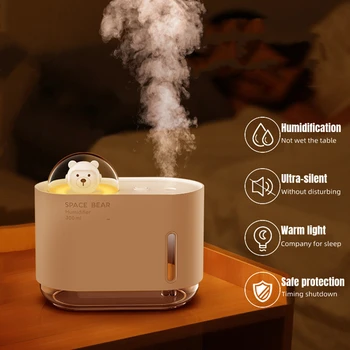 Милый Медведь Ароматерапевтический Увлажнитель воздуха USB Электрический Ультразвуковой Холодный Туманообразователь Fogger со Светодиодной Лампой для Домашней Комнаты Humidificador