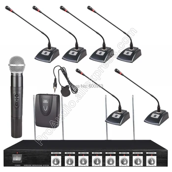 MICWL V808A 8-канальная радио Беспроводная микрофонная система с настольным микрофоном Gooseneck для конференций, ручным или петличным микрофоном