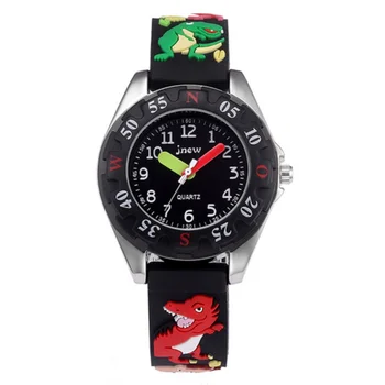 Детские мультяшные часы С водонепроницаемым 3D-желеобразным силиконовым ремешком, кварцевые часы для девочек и мальчиков начальной школы, детские часы с моделированием динозавров