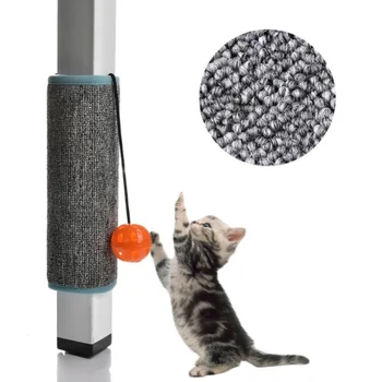 Когтеточка для кошек с клейкой лентой, Подвесная игрушка-мяч, Сизалевые когтеточки для домашних кошек, защита от царапин на стене и мебели