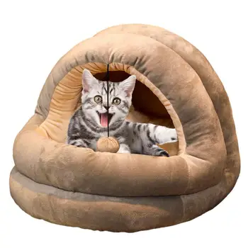 Кошачья кровать-пещера, съемные кошачьи пещеры для домашних кошек, Моющаяся крытая кошачья кровать для домашних кошек, для гостиной, для средних и крупных кошек