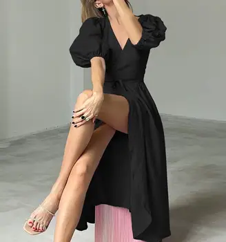Новое Женское платье, Модные Новые Летние Платья для Женщин 2023, Сексуальное Темпераментное Элегантное Плиссированное платье средней длины
