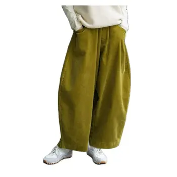 Новые женские Широкие брюки Повседневные Свободные Вельветовые с эластичной резинкой На талии