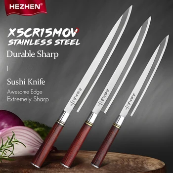 ХЭЧЖЭНЬ 240-300мм Нож для сашими, Ножи для суши с лососем, Кухонный нож для сашими из нержавеющей Стали, Нож для приготовления слоеного рыбного филе