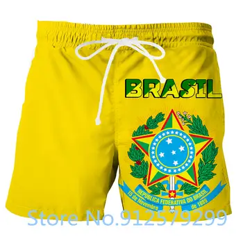 Мужская одежда с флагом Бразилии 2022, летняя одежда с 3D рисунком Бразилии, Повседневная одежда для плавания, Пляжные шорты