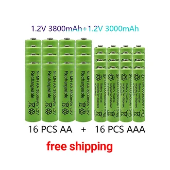 1,2 В AA 3800 мАч + AAA 3000 мАч Аккумуляторы Аккумуляторная батарея NI-MH Аккумуляторная батарея livraison gratuite