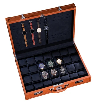 Роскошный Органайзер для часов 36 Слотов Коробка для хранения часов Чехлы для часов Замок отпечатков пальцев Чемодан Дорожные коробки для подарка часовщика