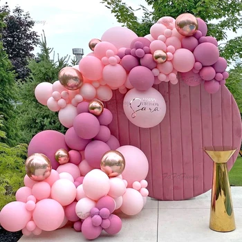 Набор для гирлянды из розовых воздушных шаров Macaron, декор для свадьбы, Дня рождения, Детские шары из розового золота из латекса, украшения для детского душа, Цепочка