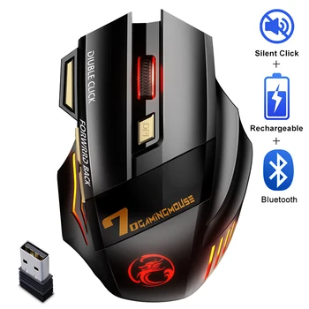 Перезаряжаемая Беспроводная Мышь Gamer Для Компьютера RGB Gaming Mouse Bluetooth USB Mouse Бесшумная Эргономичная Мышь Mause Для Портативных ПК-Мышей