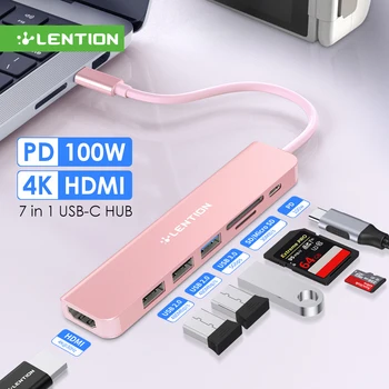 LENTION USB C Концентратор 4K @ 30Hz Type C к HDMI 2.0 PD 100 Вт Адаптер Для Macbook Air Pro iPad Pro M2 M1 Аксессуары Для ПК USB 3.0 Концентратор