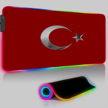 RGB Коврик для мыши для ноутбука, светодиодный игровой Коврик с Флагом Турции, Настольный коврик для компьютерных офисов, Коврик для мыши, Аниме-коврики для мыши, Светящиеся аксессуары для ПК
