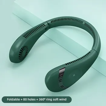 Портативный Подвесной Шейный вентилятор USB Перезаряжаемый Безлопастный Немой Спортивный вентилятор Летнее Воздушное Охлаждение На открытом воздухе Носимый Шейный Бесшумный вентилятор