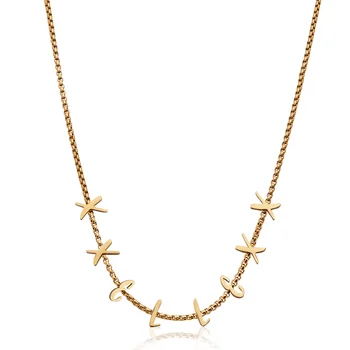 Джемма Оуэн, Изготовленное на Заказ Ожерелье-Цепочка (золото), Персонализированное 18-Каратное Позолоченное Ожерелье с Надписью 