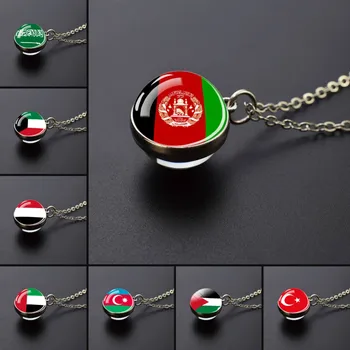 Ожерелье со Стеклянным Шаром с Флагом Стран Ближнего Востока, Израиль, Турция, Саудовская Аравия, Палестина, Кулон С Флагом, Ожерелье, Подарок Для Путешествий