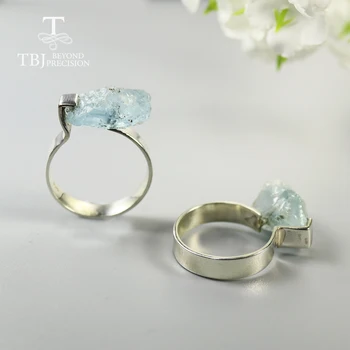 TBJ, новое аквамариновое кольцо ручной работы с элегантным дизайном, ювелирные изделия из натуральных драгоценных камней стерлингового серебра 925 пробы, женское кольцо с камнем рождения, ювелирные изделия