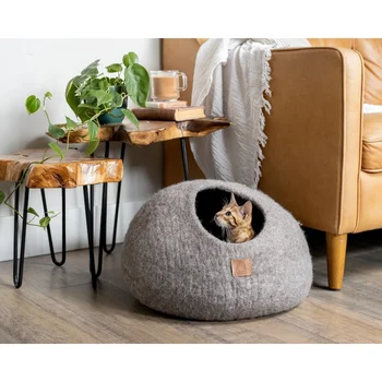 ЛУЧШАЯ ЭСТЕТИЧНАЯ кровать для кошки | Натуральная органическая шерсть из мериносового войлока | МЯГКАЯ, полезная, симпатичная | # 1 Современная пещера 