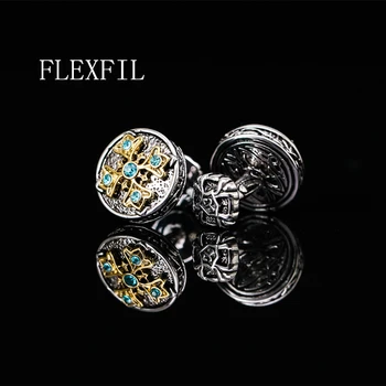 FLEXFIL Роскошная рубашка, запонки для мужской брендовой манжеты, пуговицы, запонки gemelos, Высококачественные круглые свадебные украшения abotoaduras