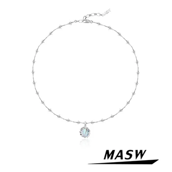 MASW Оригинальный дизайн, синее ожерелье с подвеской, популярное однослойное высококачественное латунное ожерелье с несколькими звездами для свадебной вечеринки, ювелирные изделия