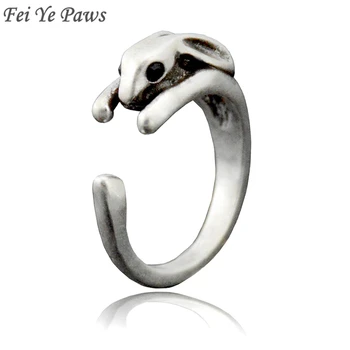 Fei Ye Paws Ретро посеребренное кольцо с кроликом для мужчин Anel Антикварные милые кольца с кроликом в стиле бохо для девочек Уникальный классный подарок оптом