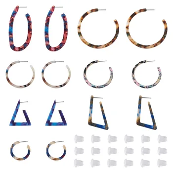 8 пар Красочных круглых геометрических сережек-обручей из ацетатной смолы Для модных женских украшений на День Рождения в подарок