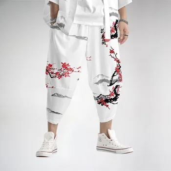 Модные Мужские Шаровары В Китайском Стиле С Цветочным Принтом в стиле хип-Хоп, Длинные Брюки Для Мужчин, Горячая Одежда
