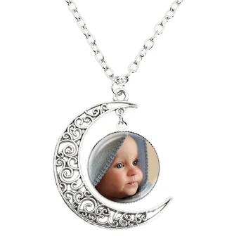 Персонализированное ожерелье с Луной на заказ, фото Мамы, Папы, Ребенка, Дедушки, Родителей, Фото подарка на годовщину семьи