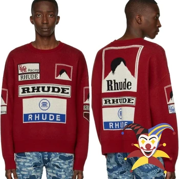 Красный жаккардовый свитер Rhude Moonlight Для мужчин и женщин, высококачественные толстовки