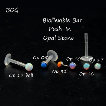 BOG-1 Штука Bio Flex Push В Гибкой Губной Губной губке и Монро для пирсинга Козелкового хряща Кольцо-шпилька с 3 мм Опаловым камнем для носа