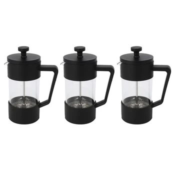 3 устройства для приготовления чая и кофе во френч-прессе, 12 унций, Кофейный пресс из утолщенного боросиликатного стекла, не ржавеет и можно мыть в посудомоечной машине, черный