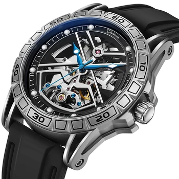 Роскошные Мужские Спортивные часы С Турбийоном, Мужские Светящиеся Водонепроницаемые Автоматические Механические Часы Для Мужчин, Силиконовый ремешок Reloj Hombre