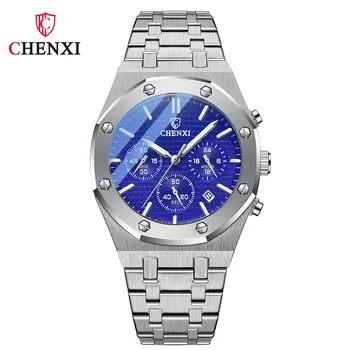 Многофункциональные спортивные часы CHENXI, мужские часы со стальным ремешком, кварцевые часы