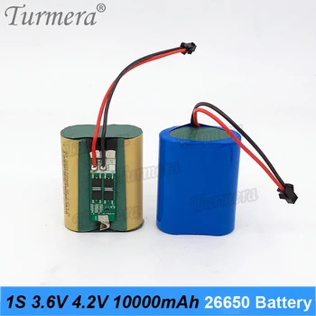 Литиевая батарея Turmera 3,6 В 4,2 В 10000 мАч 26650 20A с BMS для использования в налобных фонарях, батарейках для фонариков или динамиках Bluetooth