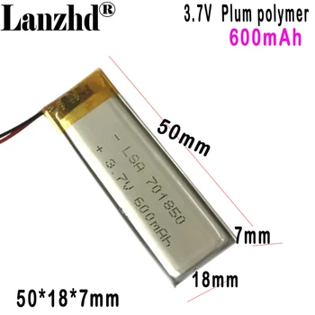 Полимерно-литиевая батарея 3.7V cell 701850 600mAh для косметического инструмента smart audio smart wearable battery